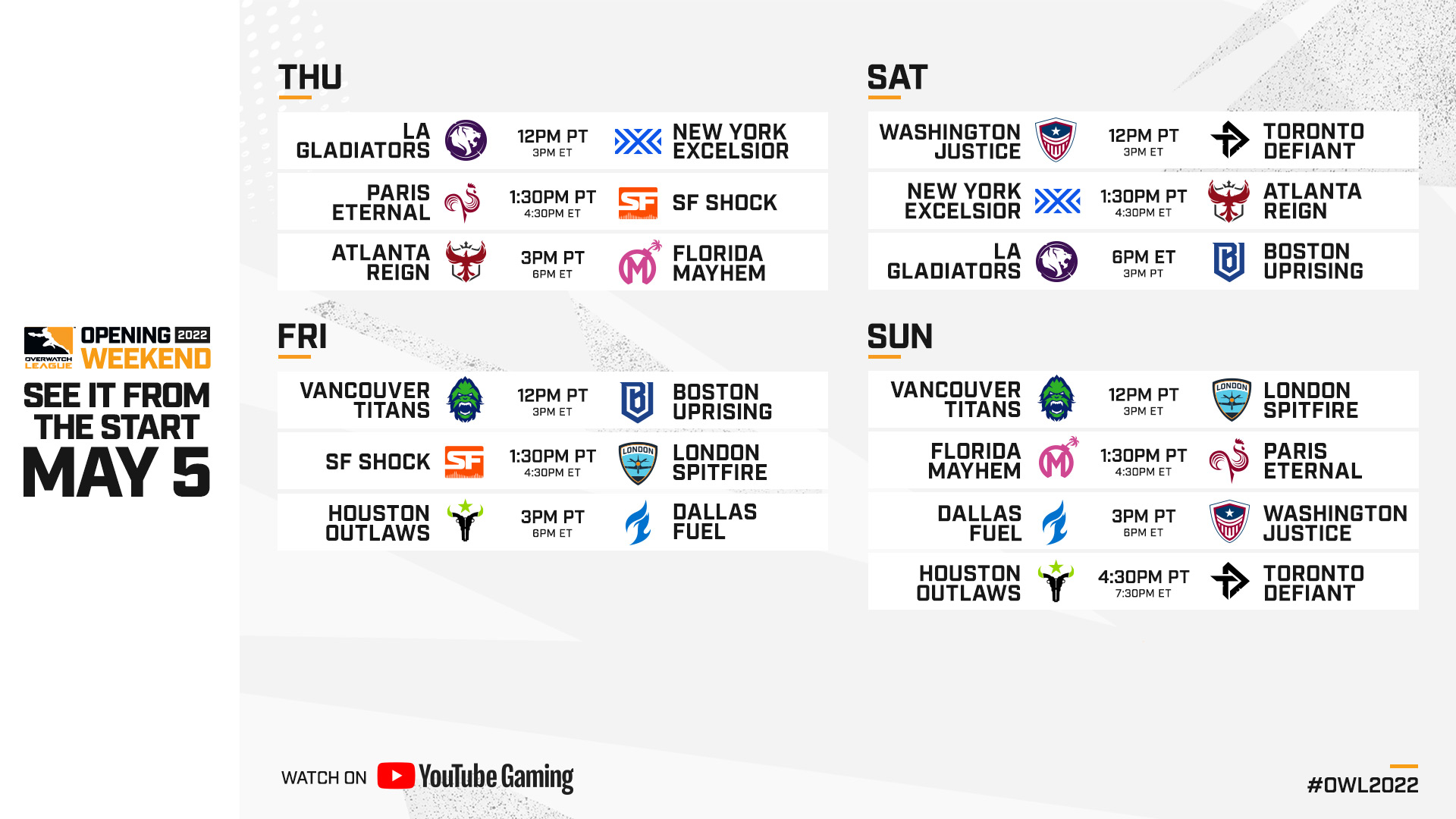 overwatch league schedule